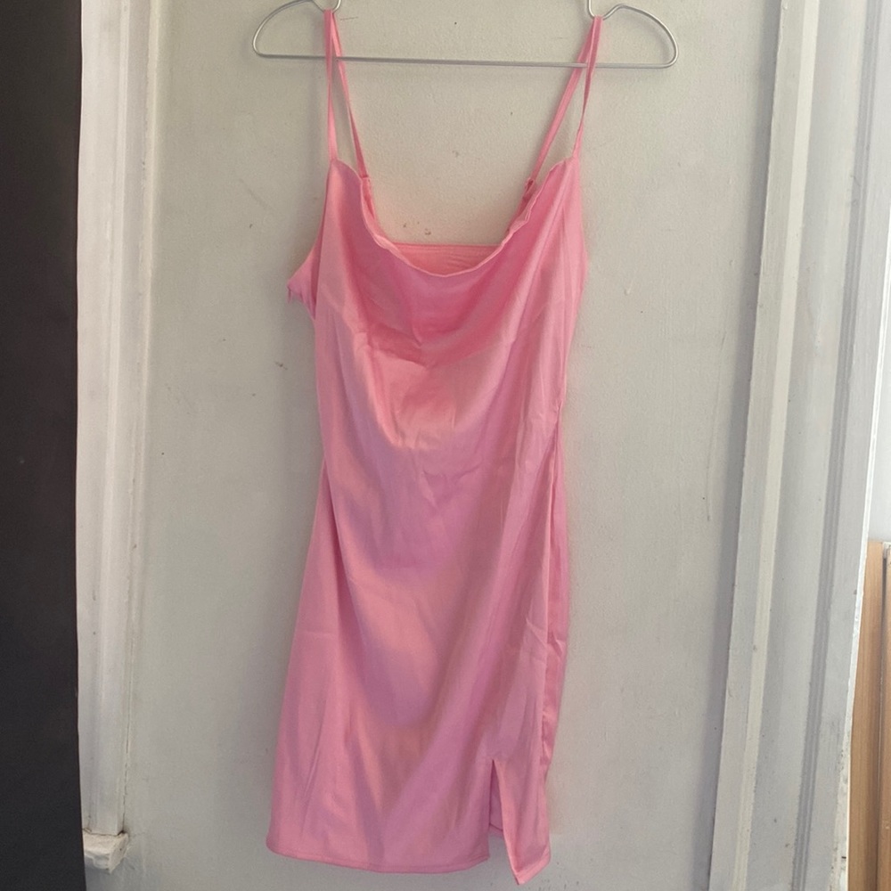 DAINTY PINK SATIN SLIP DRESS
